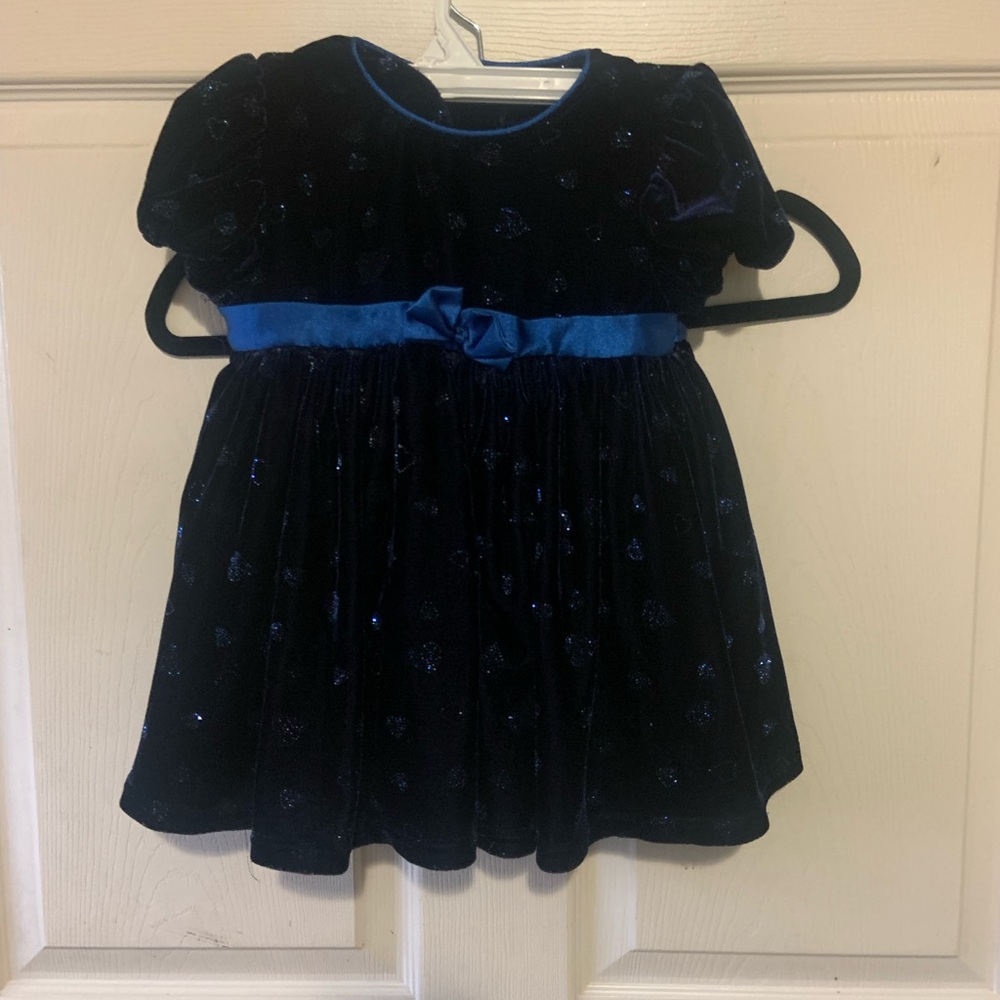 Elegant Navy Blue Velvet Kids Formal Dress